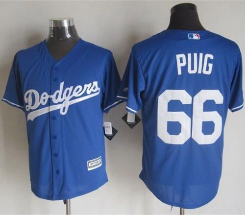 Dodgers #66 Yasiel Puig Blue New Cool Base Stitched MLB Jersey - Click Image to Close